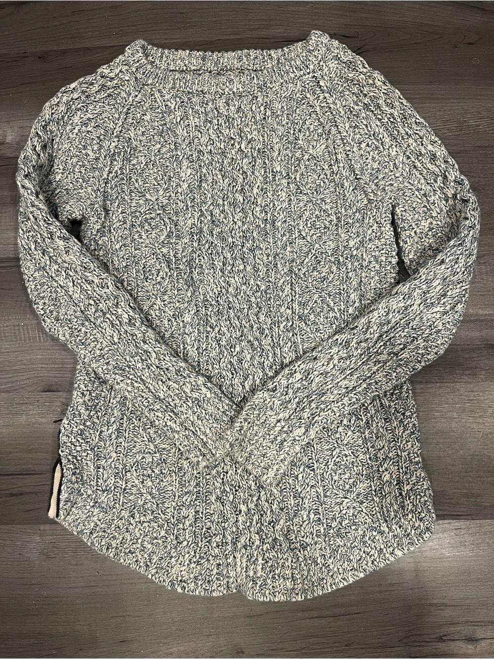 L.L. Bean Marled Crewneck Sweater in Cream & Gray